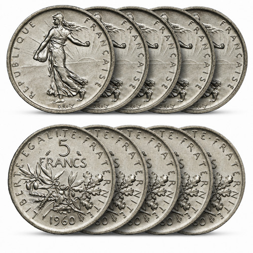 Lot pièces 5 francs - lot,