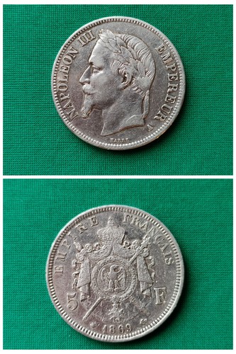 France francs 1869 - francs, ag.1869