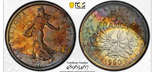 Pcgs ms65 1960 franc - ms65,